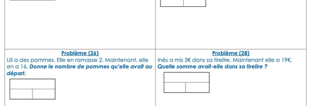 Différenciation niveau CP : Problèmes adaptés n°25 à 29