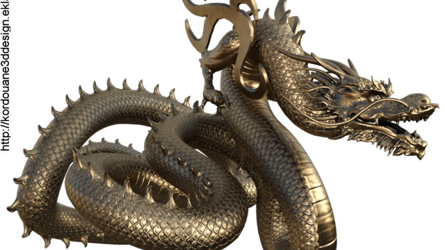 Tube de dragon  doré (render-image)