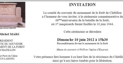 Cérémonie commémorative  2012 de "la bataille de la forêt", au Monument de la Forêt 