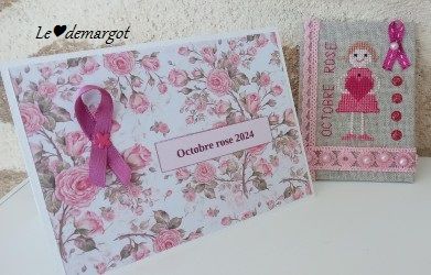 ATC brodée Octobre rose 2024