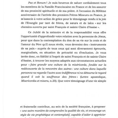 Message du Pape pour le jubilé franciscain