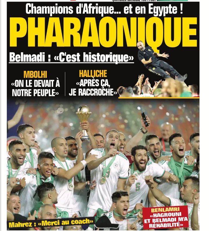 CAN l'Algérie Championne d'Afrique 2019 en Égypte 