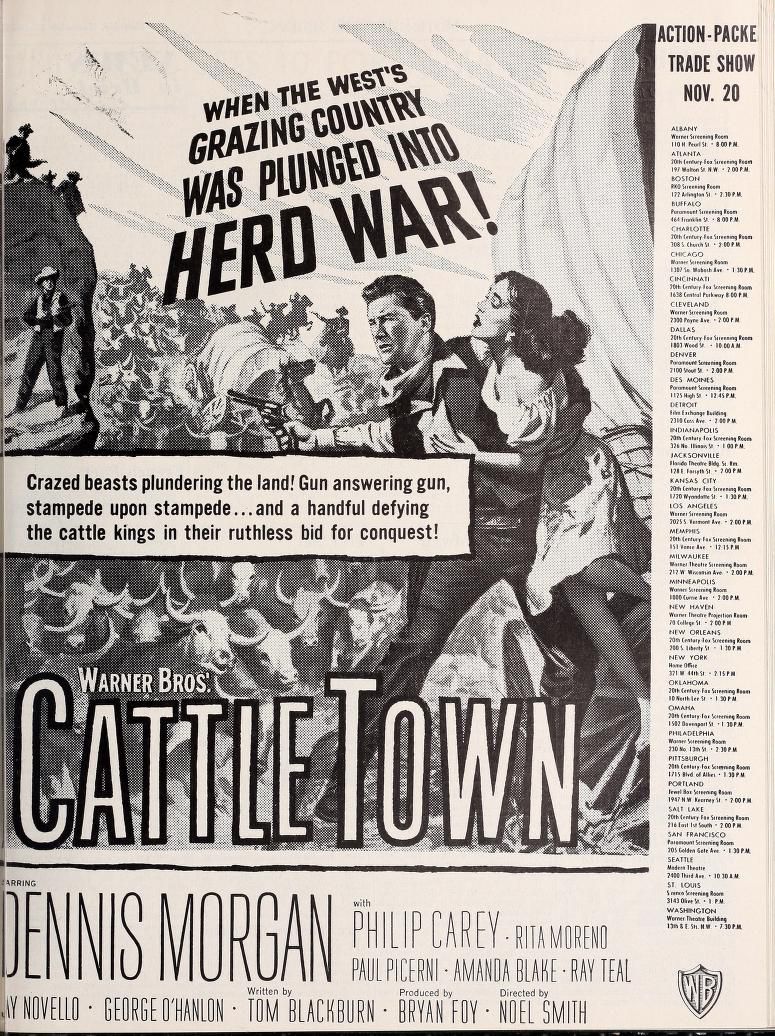 CATTLE TOWN BOX OFFICE USA 1952