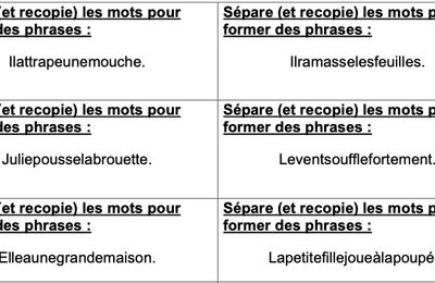 Grammaire CP : Séparer les mots d'une phrase