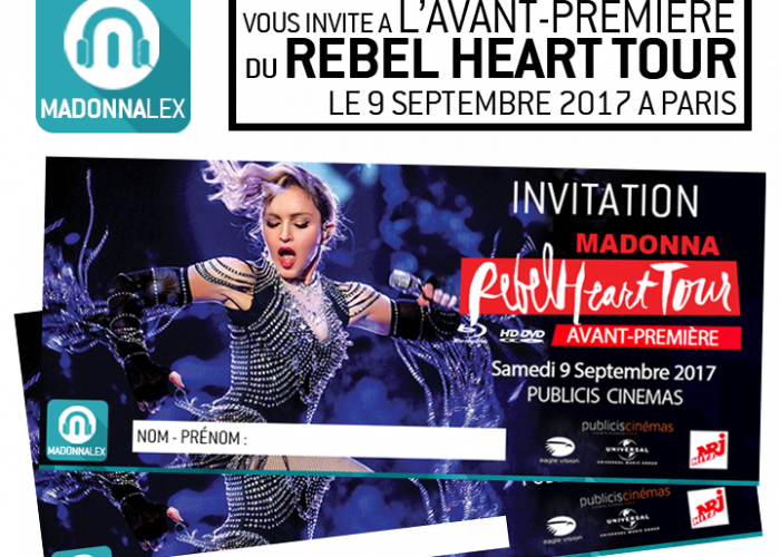 Madonnalex vous offre votre place pour l'Avant-Premiere du Rebel Heart Tour