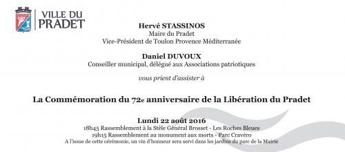 * Commémoration du 72 ème anniversaire de la libération du PRADET