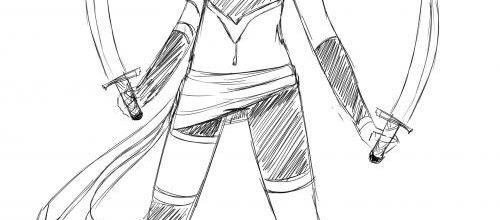Sketch elfe loli combattante (ouchépaskoi)