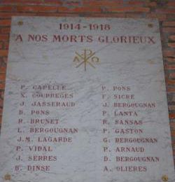 Les Frouzinois morts à la guerre 14/18