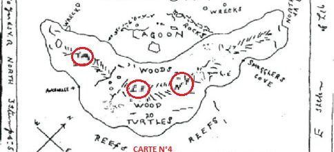  Les indices de la carte N°4 du capitaine William Kidd, zoom sur les lettres.(albert Fagioli) 