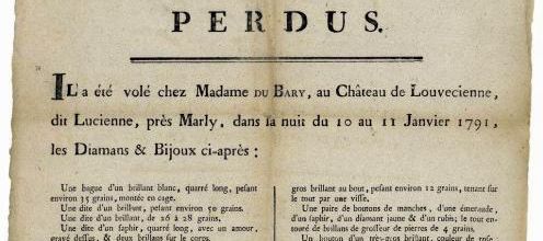 Les BIJOUX VOLES de la CONTESSE Du BARRY, les premiers vendus chez CHRISTIE"S en 1795
