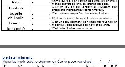 Orthographe Dictée de mots préparée CE1 période 2
