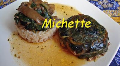 Caillette de queue de boeuf aux blettes, riz et pleurotes