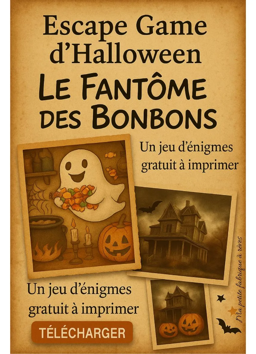 Escape Game Halloween gratuit kit à imprimer fantôme des bonbons 7 à 12 ans
