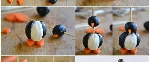 Pingouins carotte olives et mozzarella