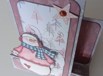 Carte chevalet hiver rose