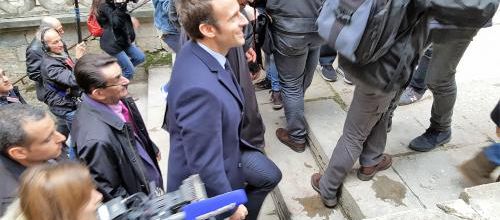 Visite de M. Macron candidat à la présidence à Rocamadour