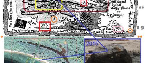La carte dite du Captain Flood, 1710. (Albert Fagioli) (Photo Google Earth) (Harold T Wilkins)