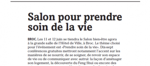 Salon bien-être Broc 2016 - Presse