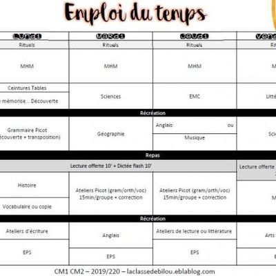 Emploi du temps 2019/2020