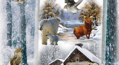 PETITE FILLE ANIMAUX NEIGE