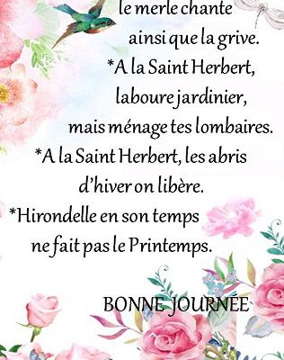 Dictons et Fête du jour Herbert + grille prénom  !