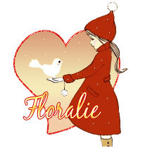 654 B - Fille et oiseau hiver - signature blinkie gif animé