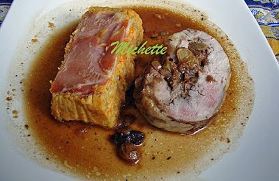 Ballotine de faisane désossée, terrine de potiron, patate douce, jus avec la carcasse