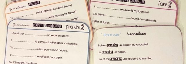 Conjugaison cycle 3 : tableaux, cartes d'entrainement, tests