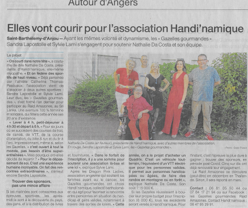 Article sur Ouest France paru  le 16/07/20 sur notre partenariat avec Les Gazelles Gourmandes