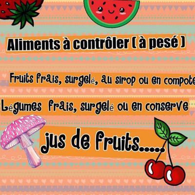 Les aliments à contrôler ( à pesé )