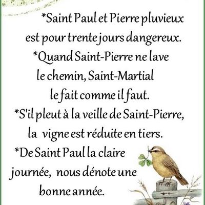 Dictons * Fêtes Paul et Pierre * grille prénom !