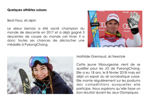 Délégation suisse aux JO 2018