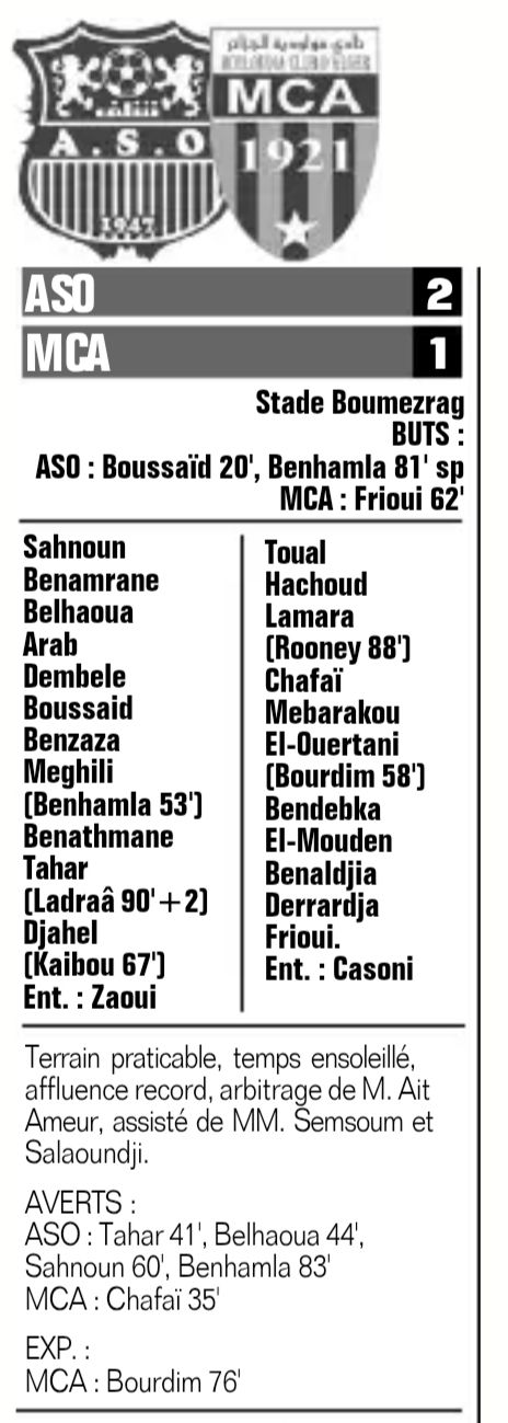Samedi 23.11.2019 à Chlef Stade 