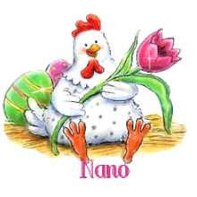  750P  - Poule et tulipes - Pâques - Signature -