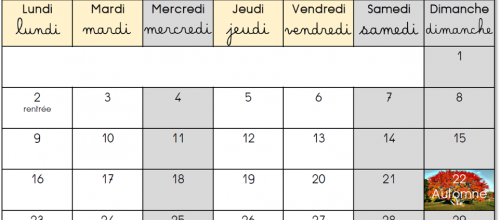 Calendrier 2024-2025