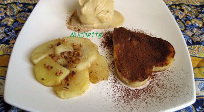 Blinis à la vanille, pommes et glace au caramel maison