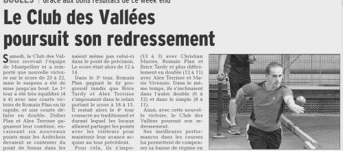 Le club des Vallées gagne Montpellier
