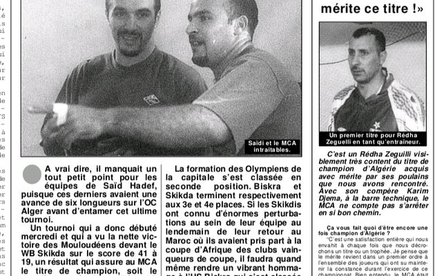 2000-2001 Handball MCA Champion d'Algérie 