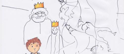 Dessin préparatoire pour illustrer l'oie d'or