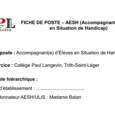 Fiche poste AESH