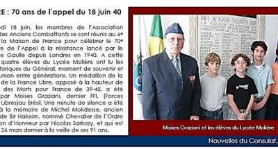 * Disparition au Brésil d'un Français Libre du Groupe des Orientales, Moises GRAZIANI (1er RA)