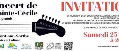 Invitation Concert Sainte Cécile Société Musicale de Beaumont sur sarthe