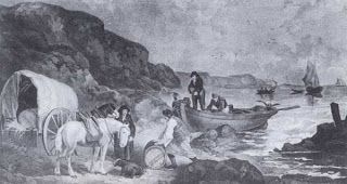 KO WANG NOK, 1698/1699, était l'île des contrebandiers de l'époque, se trouvant à environ 10km des côtes de Thaïlande et de KO SAMUI.(Photo d'une crique de contrebandiers en Angleterre, fin 18è