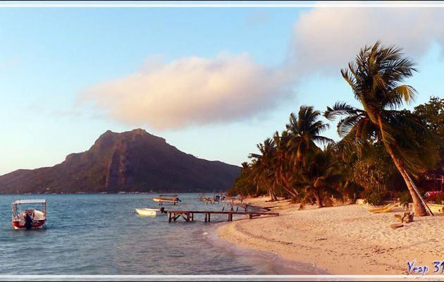 Petit tour sur la plage côté lagon pour attendre le coucher de soleil - Pension Kuriri - Maupiti - Polynésie française