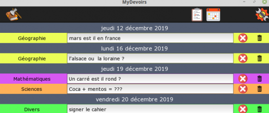 MyDevoirs : calendrier des devoirs pour le primaire