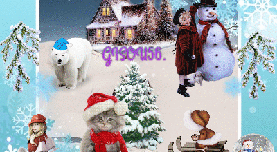 ANIMAUX ENFANTS DANS LA NEIGE