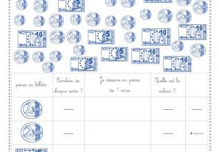 Graphiques et tableaux CP : la monnaie