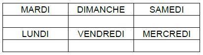Loto des jours de la semaine