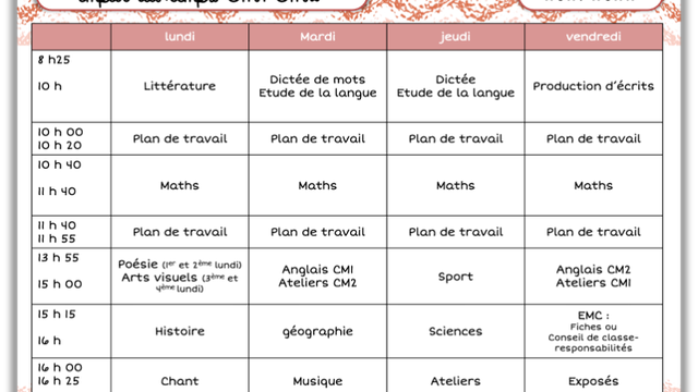 Mon emploi du temps