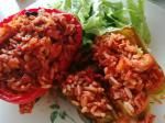 Poivrons farcis au poulet et au riz
